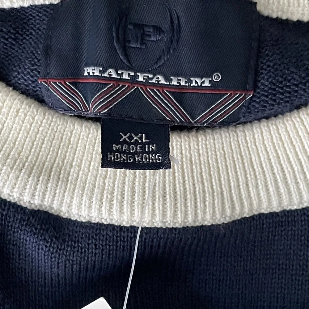 Phat Farm Navy Luxe Sportsman Vintage Crewneck‎ Sweater Mens XXL Hip Hop NOS